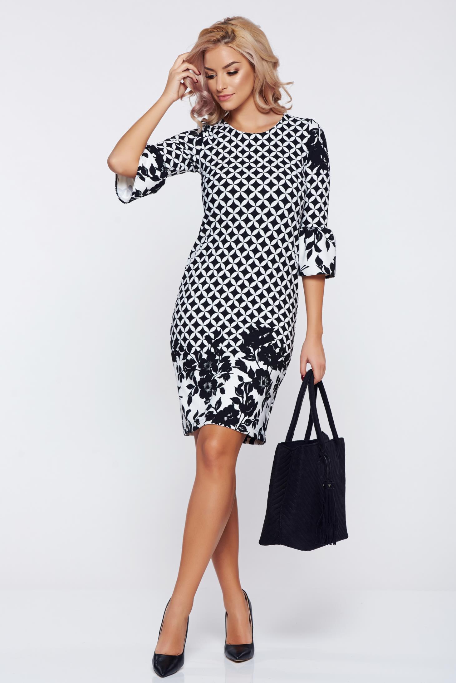Rochie StarShinerS neagra eleganta de zi cu un croi in a accesorizata cu fundite