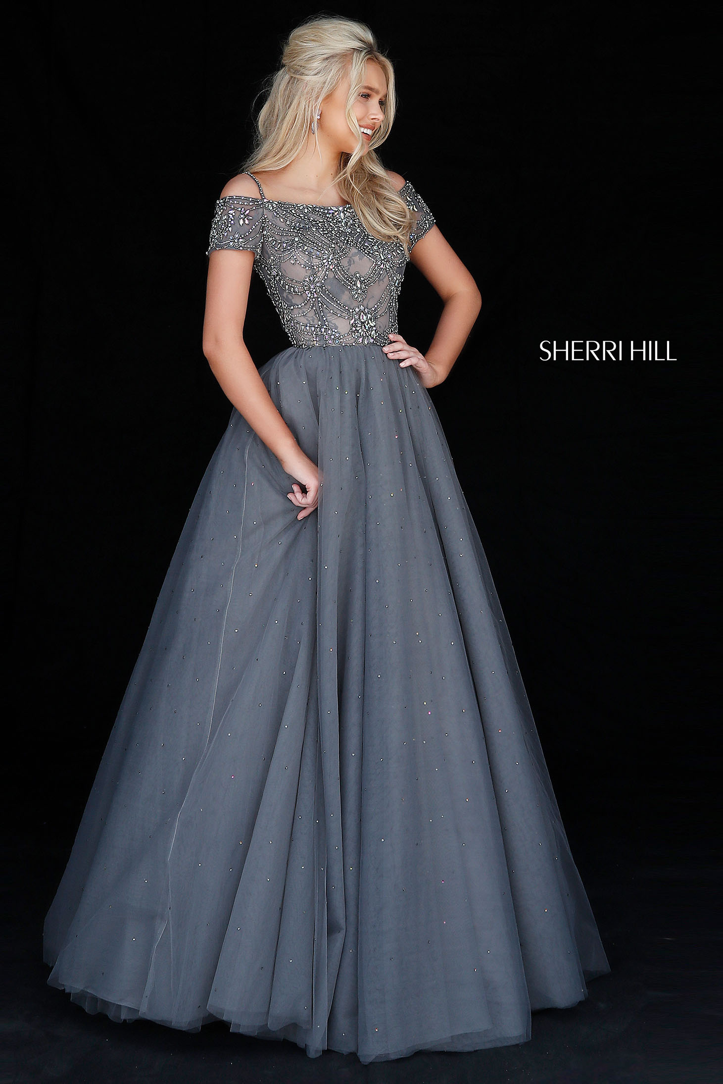 sherri hill grey dress