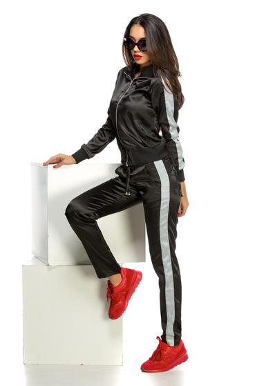 Ocassion black casual set from 2 pieces from shiny fabric