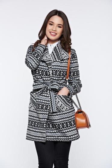 Grey PrettyGirl casual cotton trenchcoat with graphic print