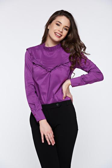 PrettyGirl purple office long sleeve women`s shirt without buttons