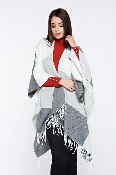 Top Secret grey knitted cardigan with vertical stripes and fringes