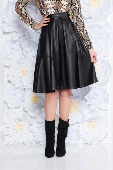 StarShinerS black casual cloche high waisted skirt from ecological leather