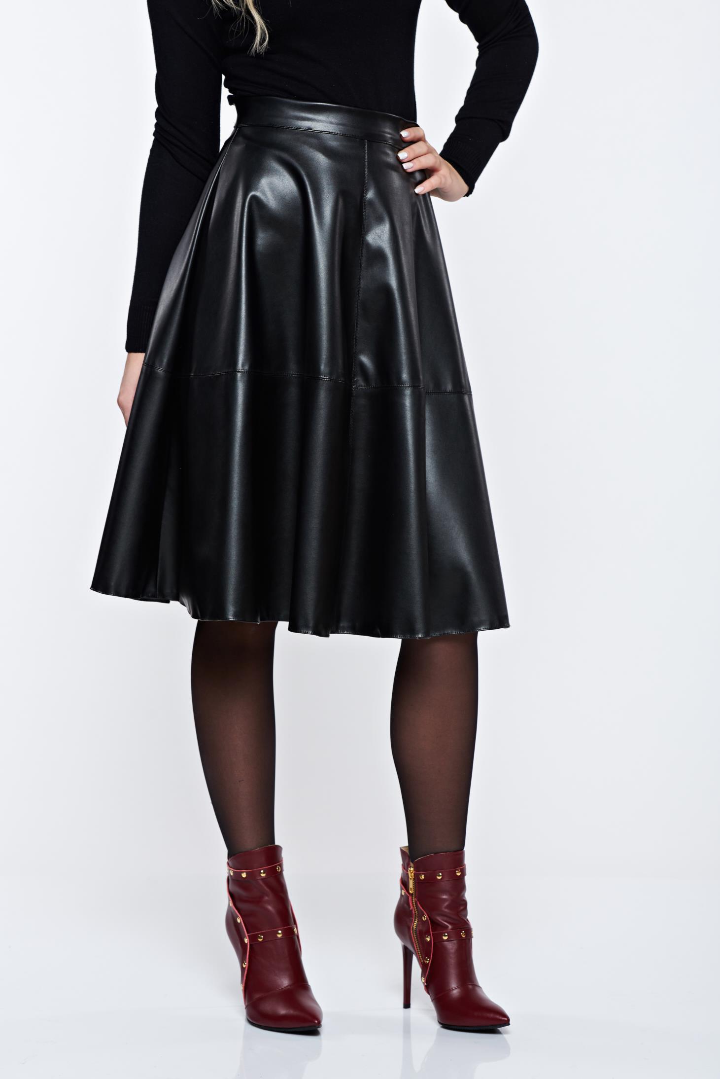 StarShinerS black casual cloche high waisted skirt from ecological leather
