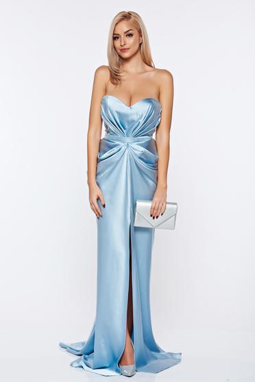 Ana Radu asymmetrical lightblue dress with push-up bra from wrinkled fabric