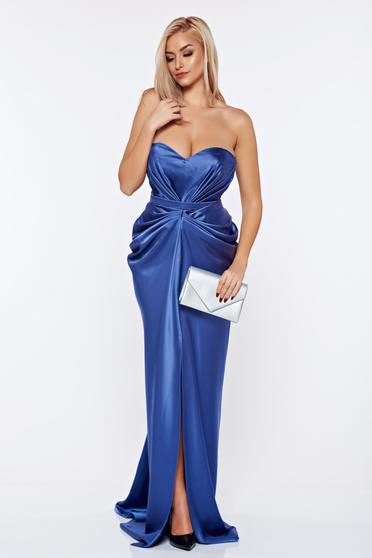 Ana Radu asymmetrical lightblue dress with push-up bra from wrinkled fabric