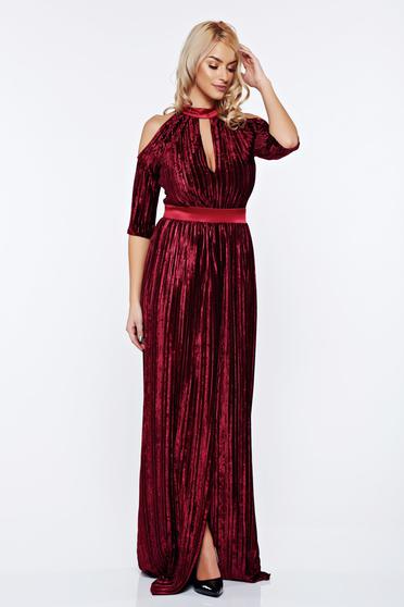 Artista burgundy occasional dress cut-out sleeves