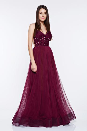 Ana Radu burgundy dress with push-up bra occasional strass