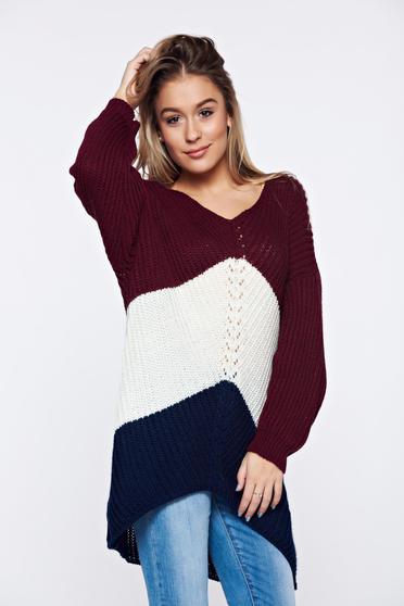 White casual knitted long sleeve sweater