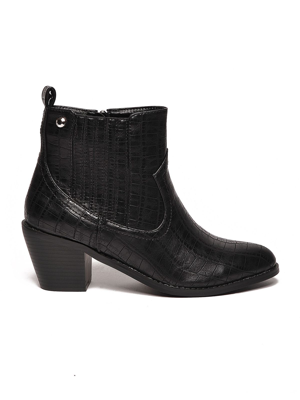 Top Secret black ankle boots from ecological leather chunky heel