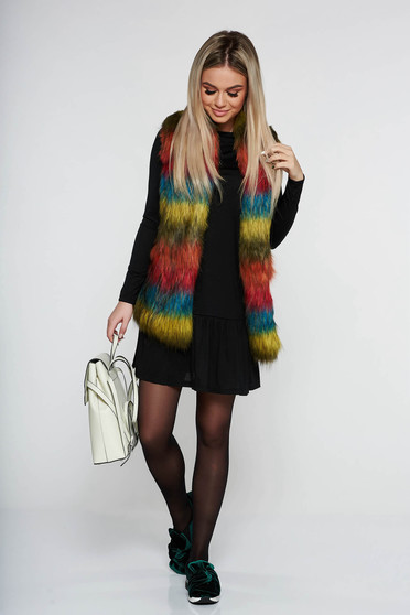 PrettyGirl blue casual gilet from ecological fur
