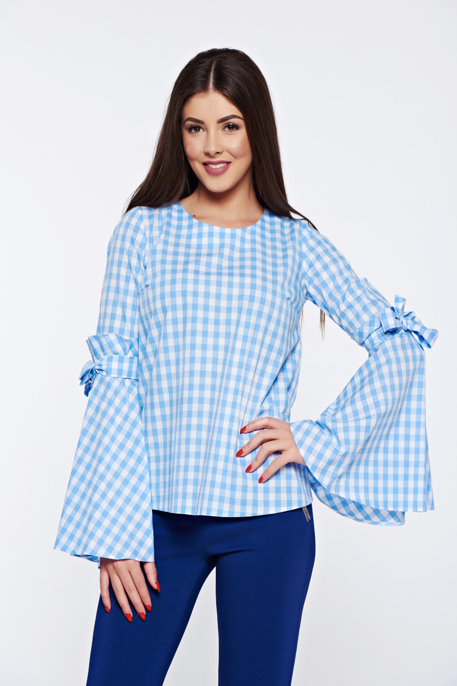 women`s blouse with stripes bell sleeves