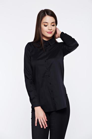PrettyGirl office cotton black women`s shirt with easy cut