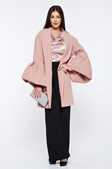 Ana Radu casual elegant with inside lining with bell sleeve rosa coat from wool