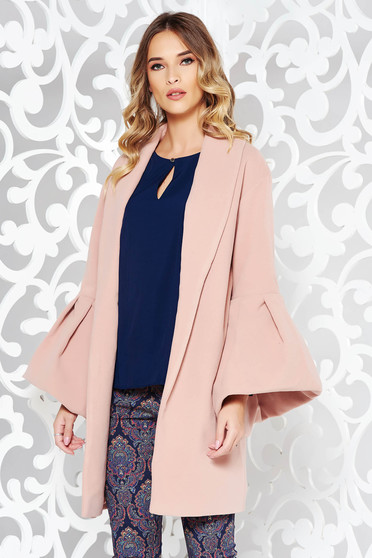 Ana Radu casual elegant with inside lining with bell sleeve rosa coat from wool