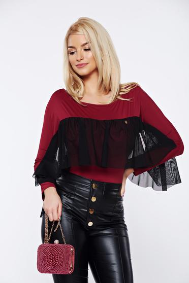MissQ burgundy elegant body with net accessory from elastic and fine fabric