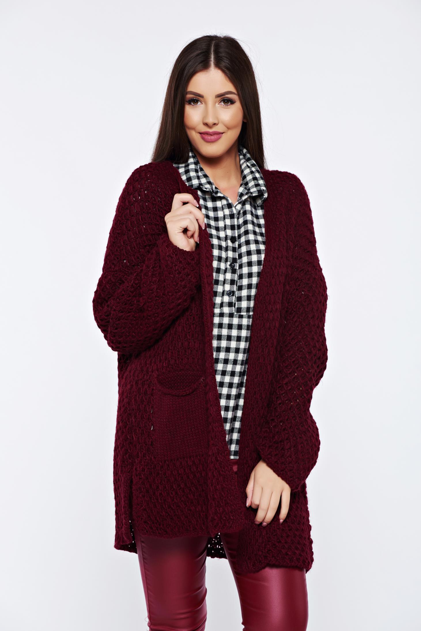 burgundy knit cardigan