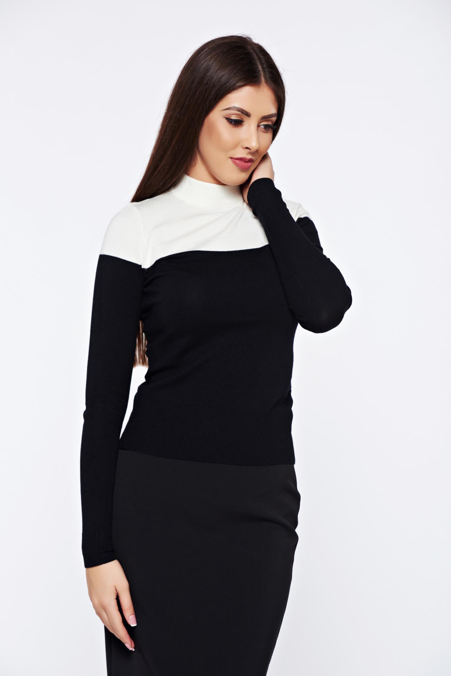 Pulover StarShinerS negru casual tricotat mulat