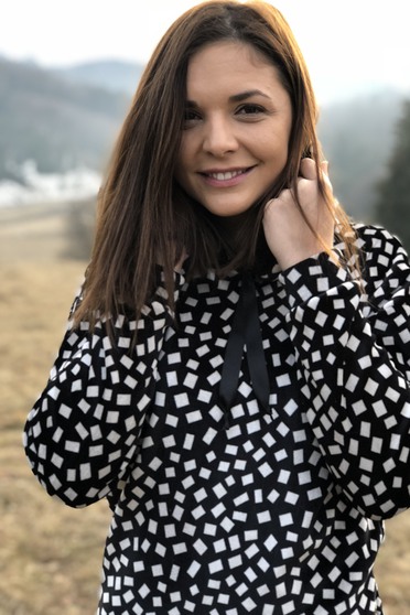 PrettyGirl black hoodie with print details from velvet