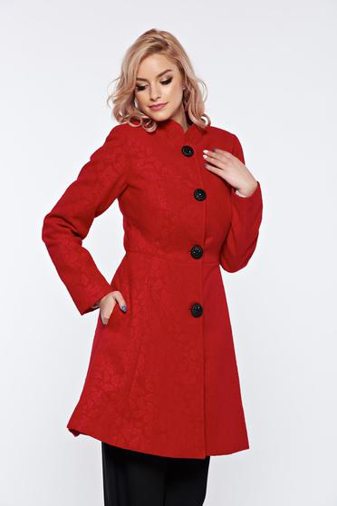 Artista red elegant coat from non elastic fabric with inside lining