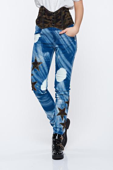 Ocassion blue jeans casual with pockets high waisted