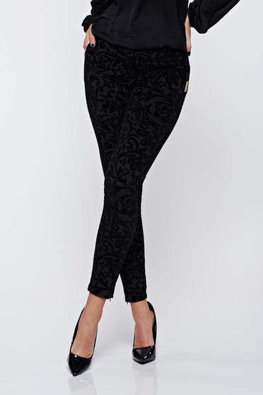 PrettyGirl black trousers elegant conical with pockets