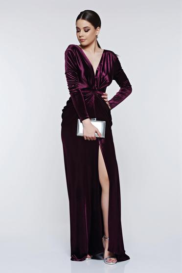 Ana Radu purple dress evening dresses velvet mermaid with deep cleavage