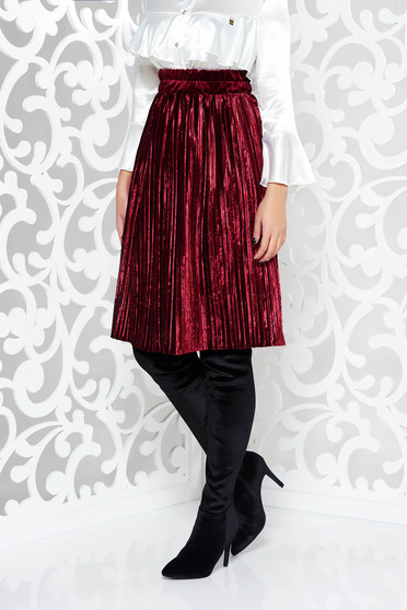 Artista burgundy skirt from velvet with elastic waist folded up elegant cloche