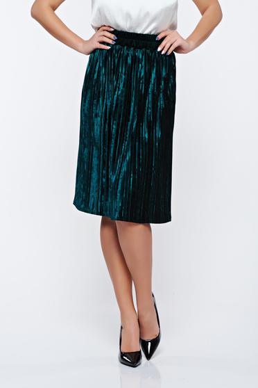 Artista green skirt clubbing from velvet with elastic waist folded up