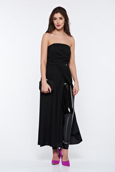 PrettyGirl black women`s blouse clubbing long from veil fabric off shoulder