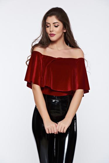 PrettyGirl burgundy body elegant from velvet sleeveless