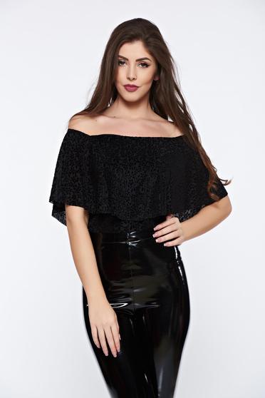 PrettyGirl black body elegant from velvet sleeveless