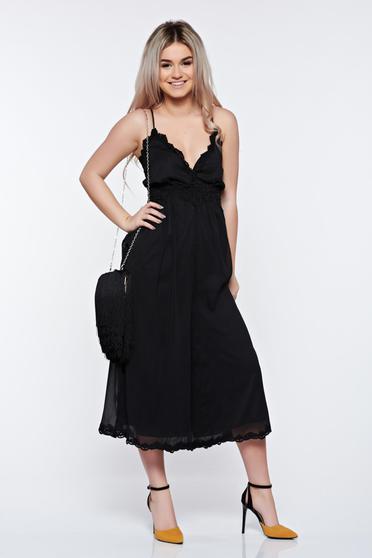 PrettyGirl black jumpsuit clubbing with lace details with inside lining