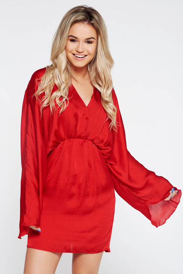 PrettyGirl red dress clubbing with elastic waist airy fabric
