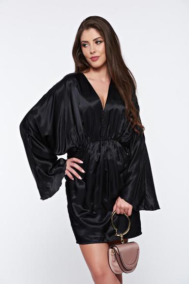 PrettyGirl black dress clubbing with elastic waist airy fabric