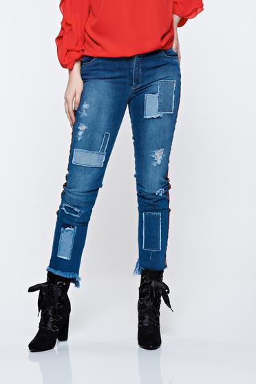 Ocassion blue casual skinny jeans with medium waist