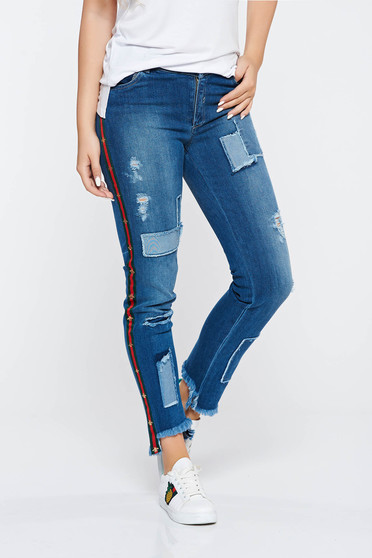 Ocassion blue casual skinny jeans with medium waist