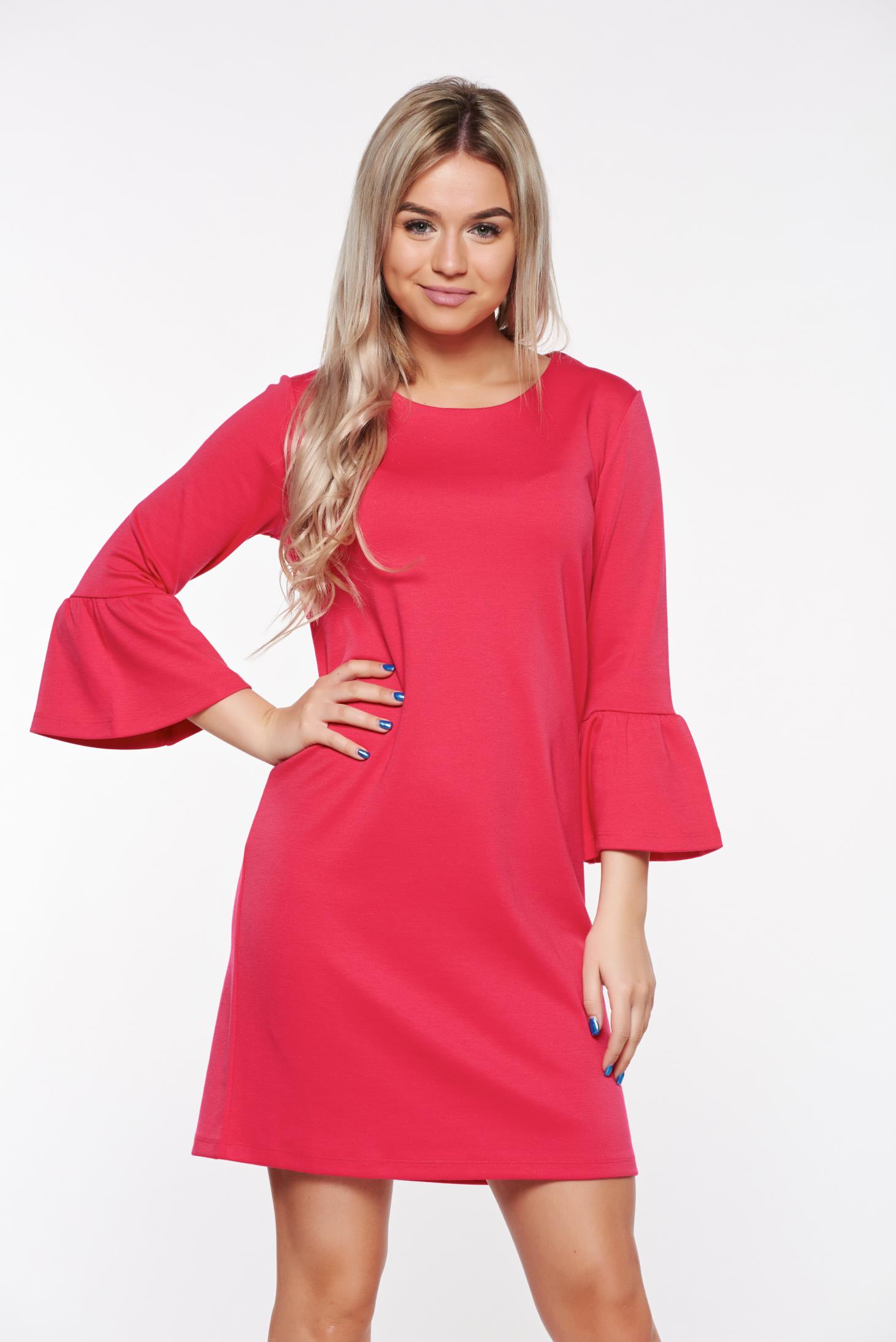 Top Secret coral dress casual flared with ruffled sleeves