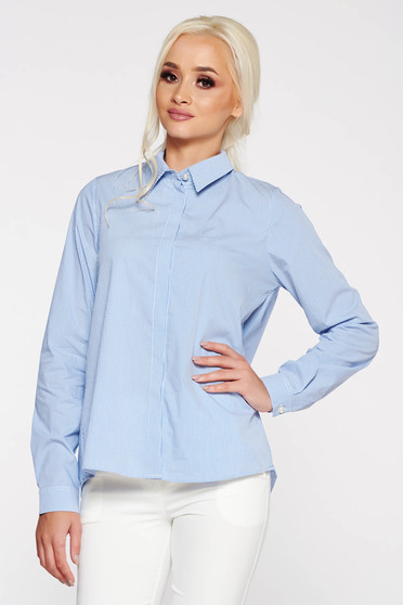 PrettyGirl blue women`s shirt casual flared cotton