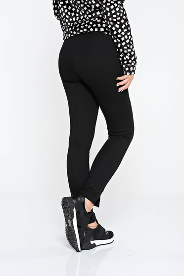 PrettyGirl black trousers with elastic waist conical casual