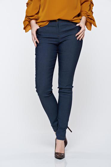 PrettyGirl blue jeans with pockets with medium waist slightly elastic cotton