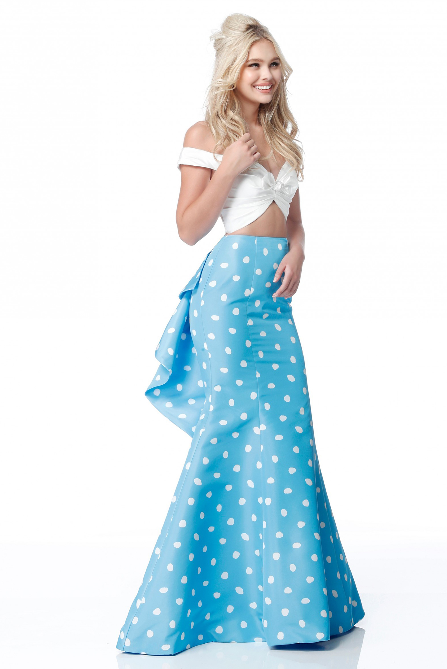 polka dot prom dress 2 piece