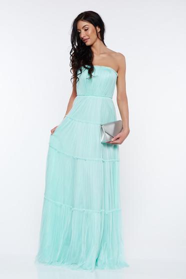 Ana Radu mint dress luxurious from tulle off shoulder with inside lining