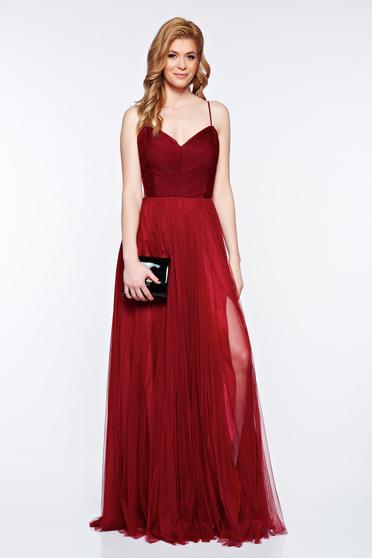 Ana Radu burgundy dress luxurious corset from tulle with inside lining