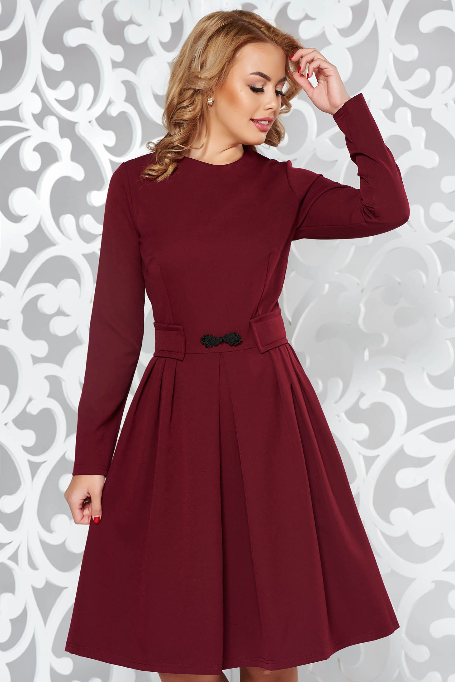 maroon office dress