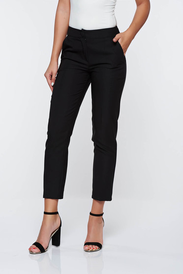 Artista black trousers office with pockets with medium waist slightly elastic fabric