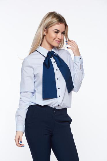 PrettyGirl lightblue women`s shirt office nonelastic cotton with easy cut
