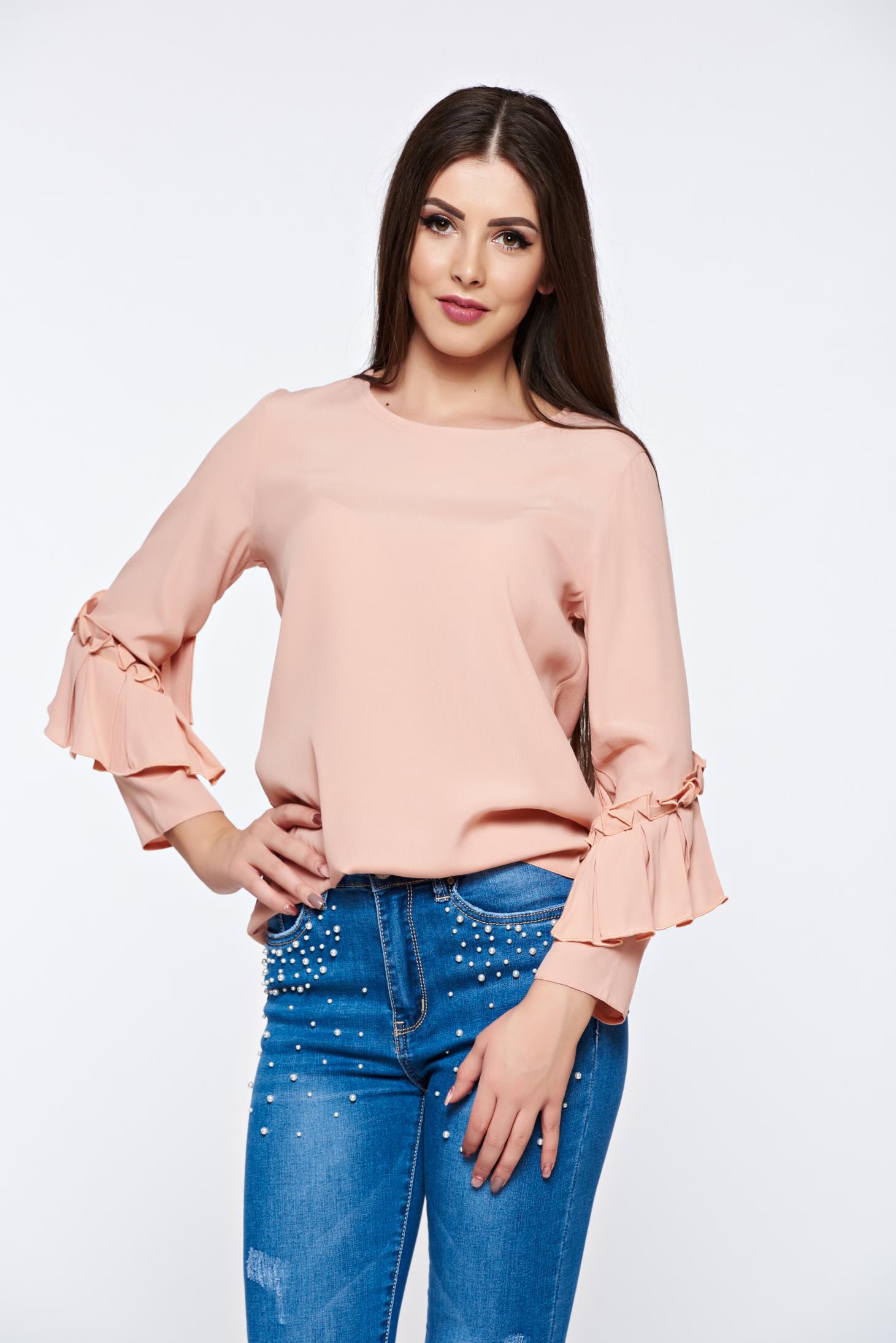 PrettyGirl peach women`s blouse elegant airy fabric flared