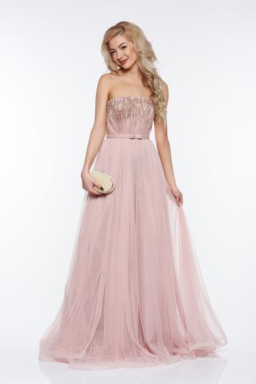 Ana Radu rosa luxurious dress with inside lining from tulle with small beads embellished details