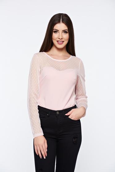 Rosa body elegant from elastic fabric with laced sleeves